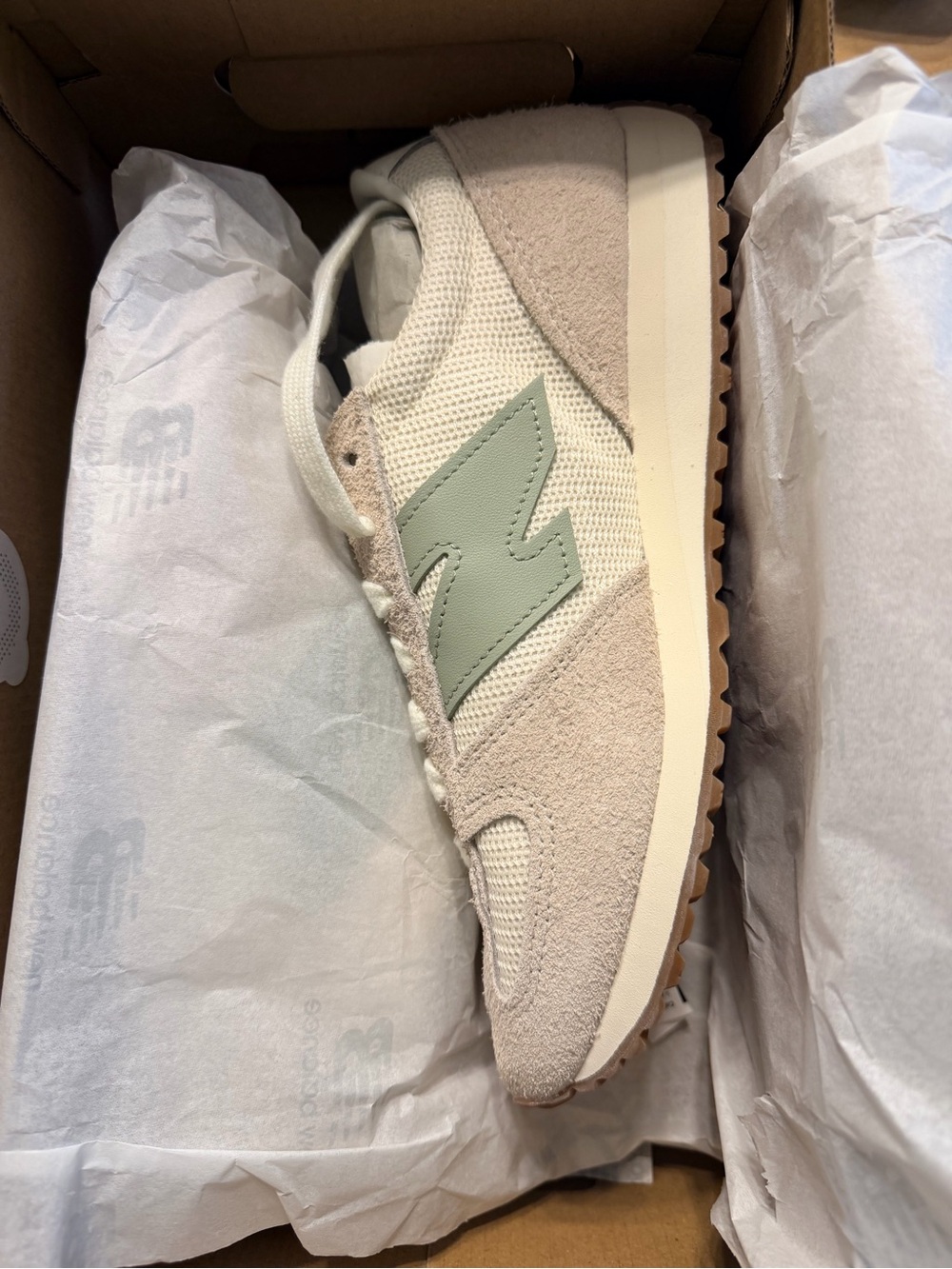 New Balance Beige and Light Green Retro Runner